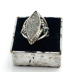 American West Carolyn Pollack Relios Druzy Quartz Sterling Silver Ring 6